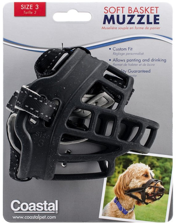 Size 3 Coastal Pet Soft Basket Muzzle for Dogs Black