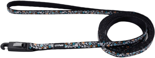 6 feet x 3/8"W Lil Pals Reflective Leash Teal and Orange Paws