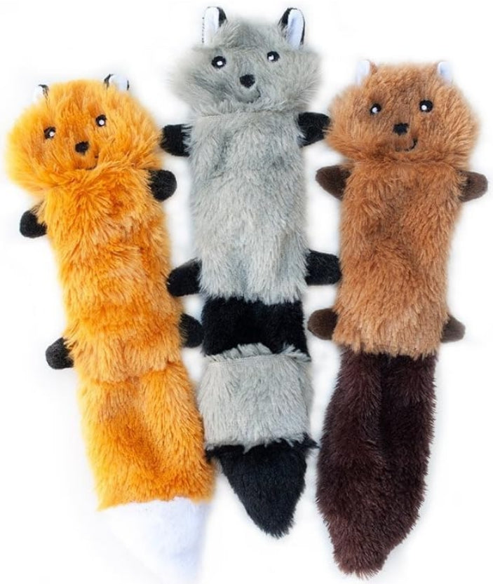 Small - 3 count ZippyPaws Skinny Peltz Stuffing Free Dog Toys