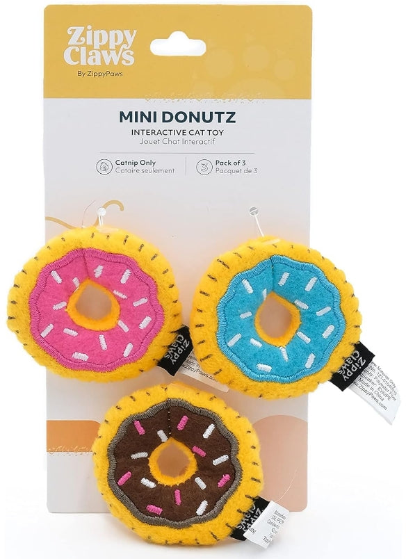 3 count ZippyPaws Mini Catnip Donutz