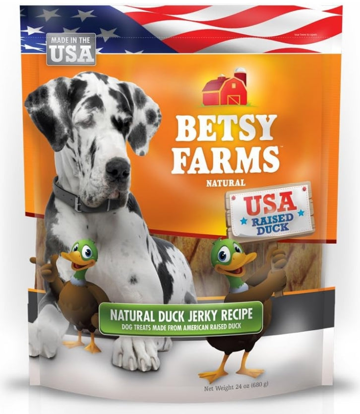 24 oz Betsy Farms Natural Duck Jerky Recipe Dog Treats