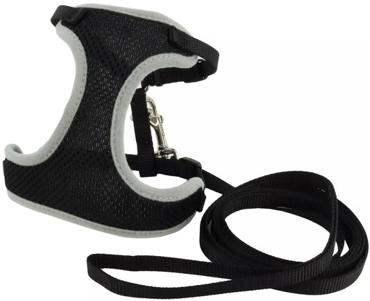 X-Small Coastal Pet Comfort Soft Cat Harness with Leash Black