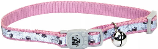 8-12"L x 3/8"W Coastal Pet Lazer Brite Reflective Adjustable Breakaway Cat Collar Pink Cherries