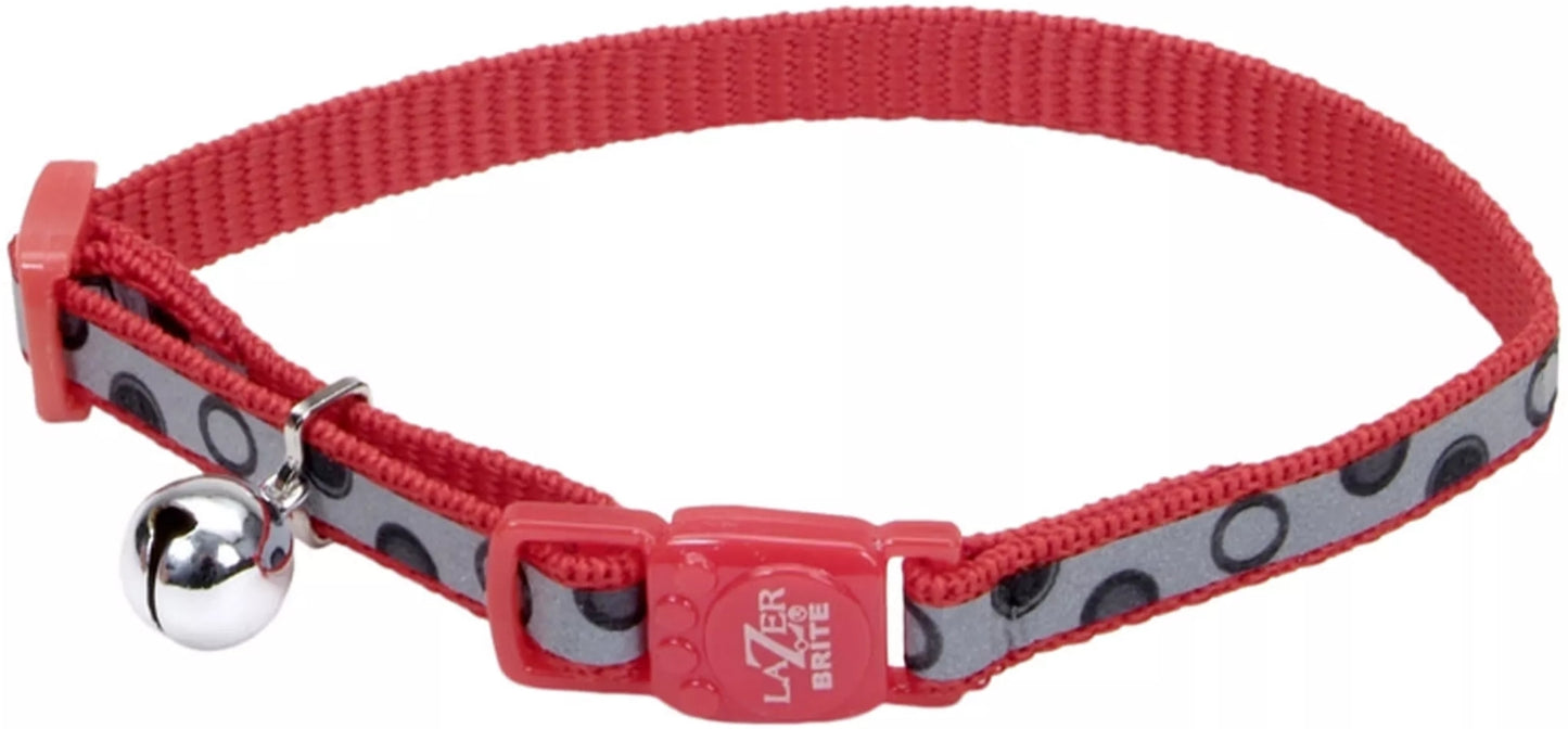 8-12"L x 3/8"W Coastal Pet Lazer Brite Reflective Adjustable Breakaway Cat Collar Red Bubbles