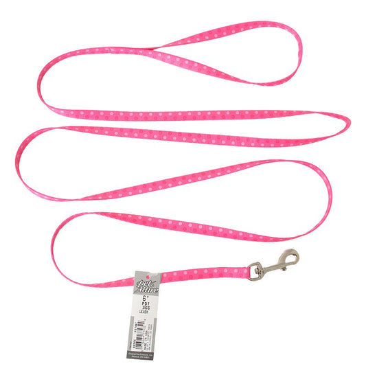 6 feet x 3/8"W Coastal Pet Styles Dog Leash Polka Dot Pink