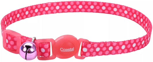 8-12"L x 3/8"W Coastal Pet Safe Cat Adjustable Breakaway Collar Pink Dot