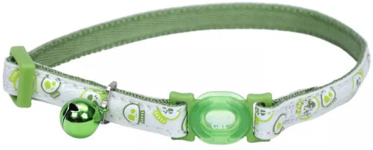 8-12"L x 3/8"W Coastal Pet Safe Cat Glow in the Dark Adjustable Breakaway Collar Lime Skulls