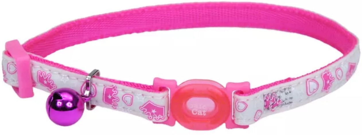 8-12"L x 3/8"W Coastal Pet Safe Cat Glow in the Dark Adjustable Breakaway Collar Pink Queen