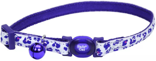 8-12"L x 3/8"W Coastal Pet Safe Cat Glow in the Dark Adjustable Breakaway Collar Purple Leopard