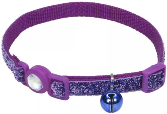 8-12"L x 3/8"W Coastal Pet Safe Cat Jeweled Buckle Adjustable Breakaway Collar Purple Glitter