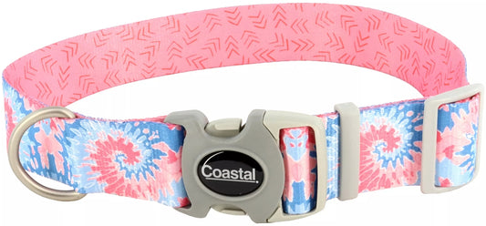 12-18"L x 1"W Coastal Pet Sublime Adjustable Dog Collar Pink Tie Dye