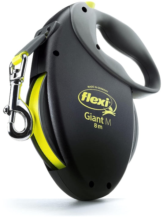 Medium - 1 count Flexi Giant Retractable Tape Dog Leash Black / Neon