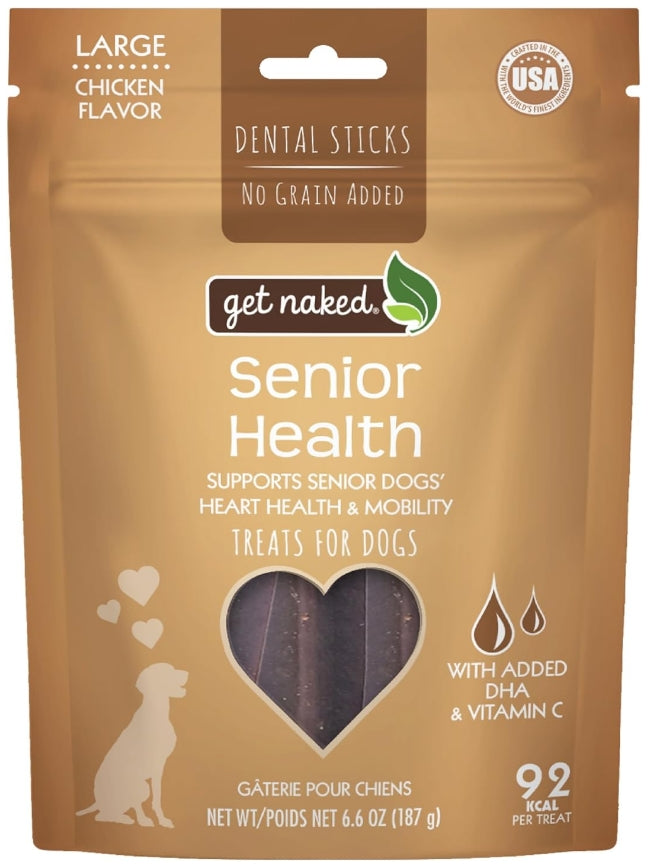 6.2 oz Get Naked Senior Health Dental Sticks Chicken Flavor Large