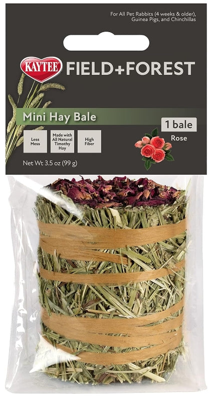 3.5 oz Kaytee Field and Forest Mini Hay Bale Apple and Rose