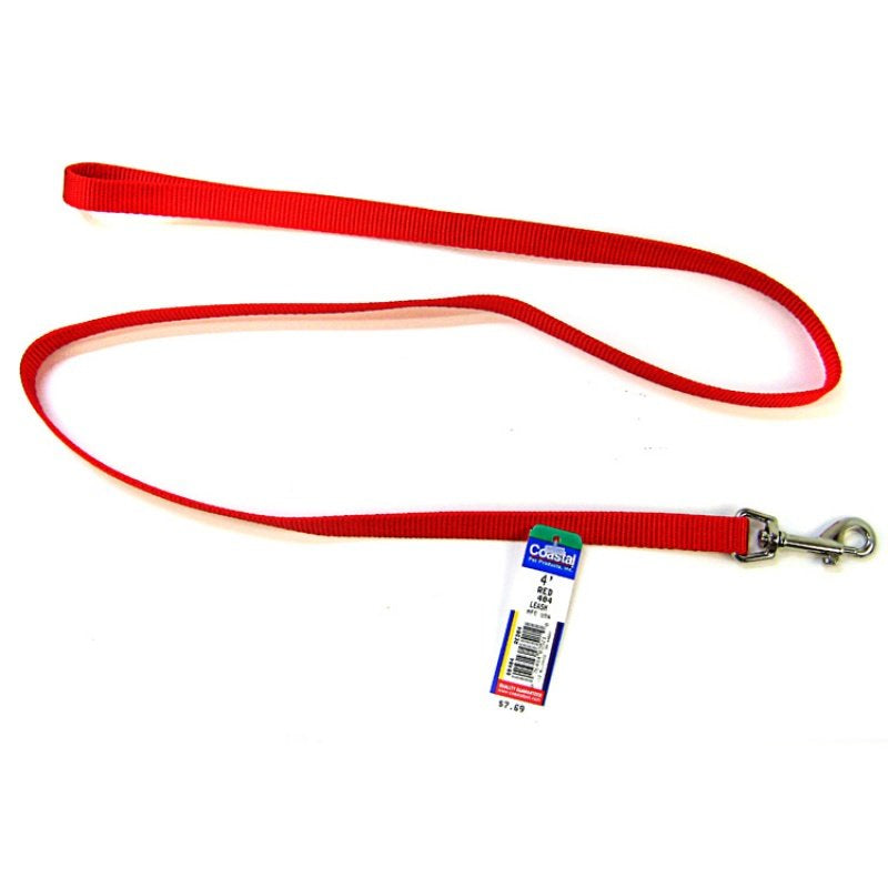 4 feet x 5/8"W Coastal Pet Single Nylon Lead Red