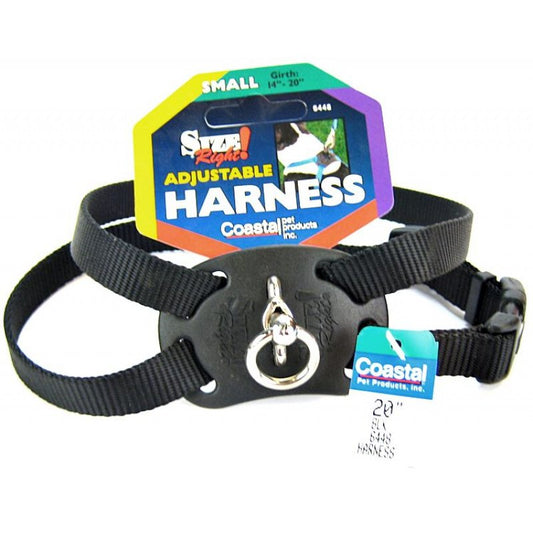 Small - 1 count Coastal Pet Size Right Nylon Adjustable Pet Harness Black