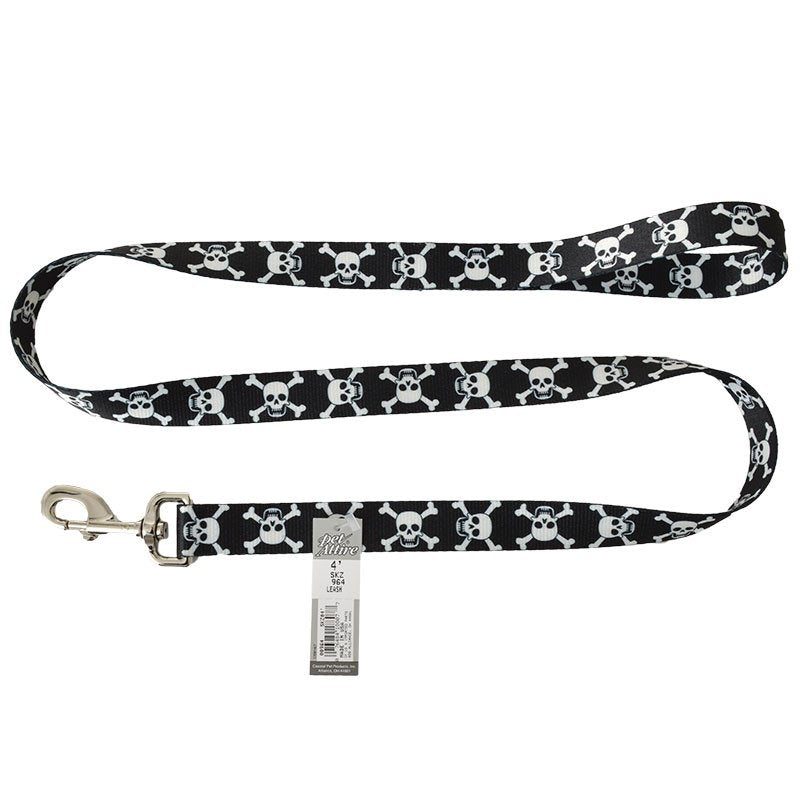 4 feet x 1"W Coastal Pet Styles Dog Leash Skulls