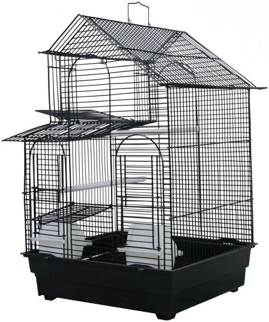 1 count AE Cage Company House Top Bird Cage Black