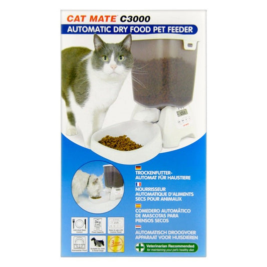 1 count Cat Mate C3000 Automatic Dry Food Pet Feeder