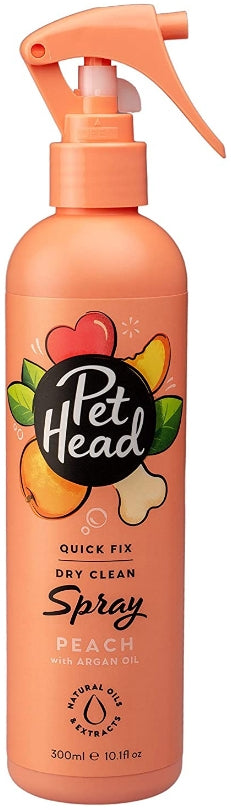 10.1 oz Pet Head Quick Fix Dry Clean Spray for Dogs Peach with Argan Oil