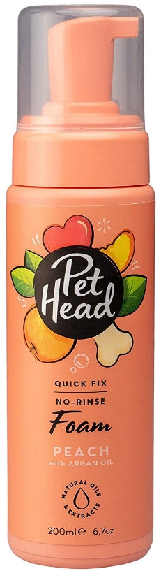 6.7 oz Pet Head Quick Fix No-Rinse Foam for Dogs Peach with Argan Oil