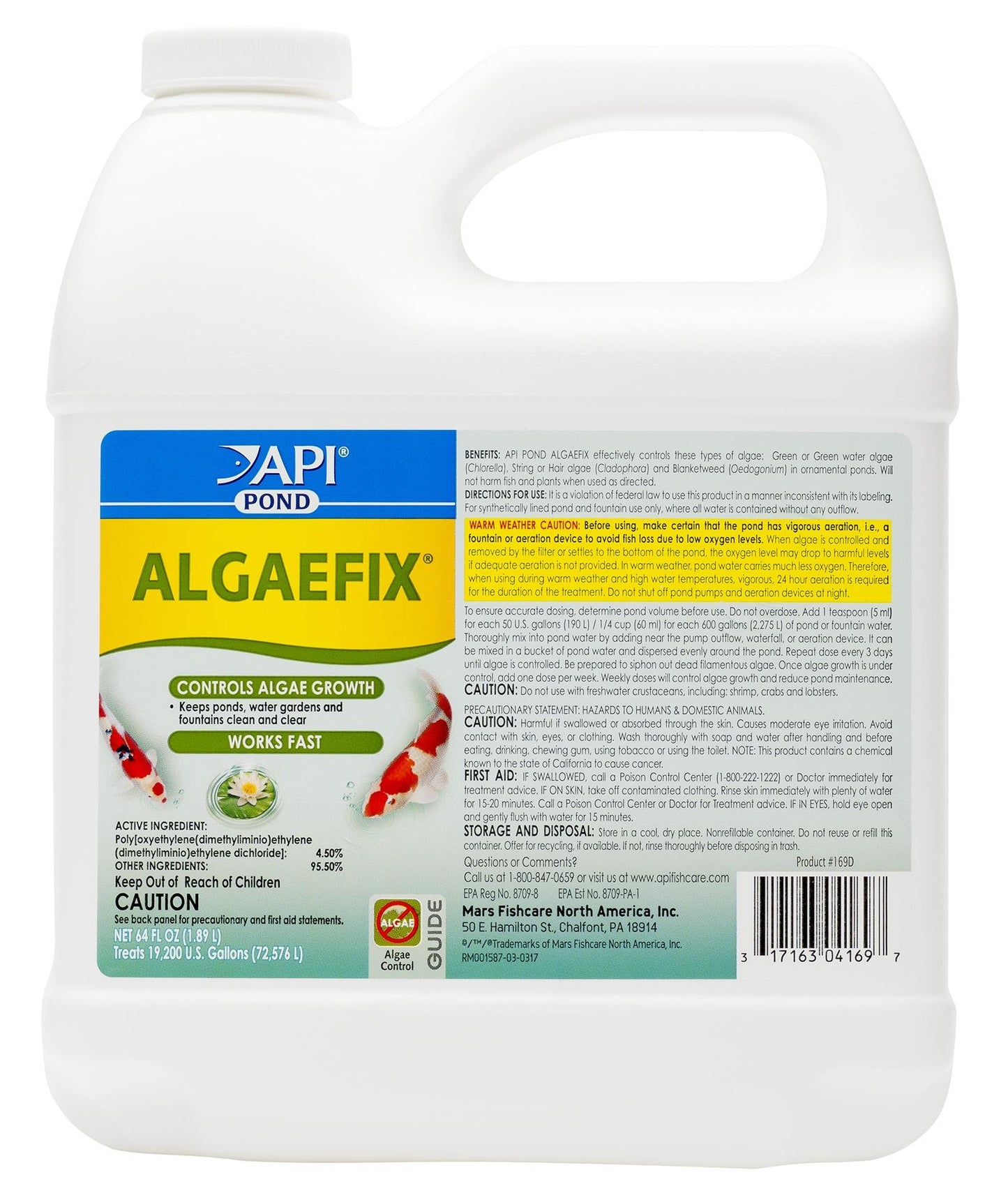 64 oz API Pond AlgaeFix Controls Algae Growth and Works Fast