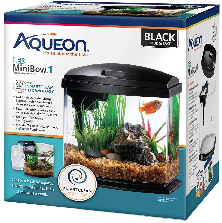 1 gallon Aqueon LED MiniBow 1 SmartClean Aquarium Kit Black