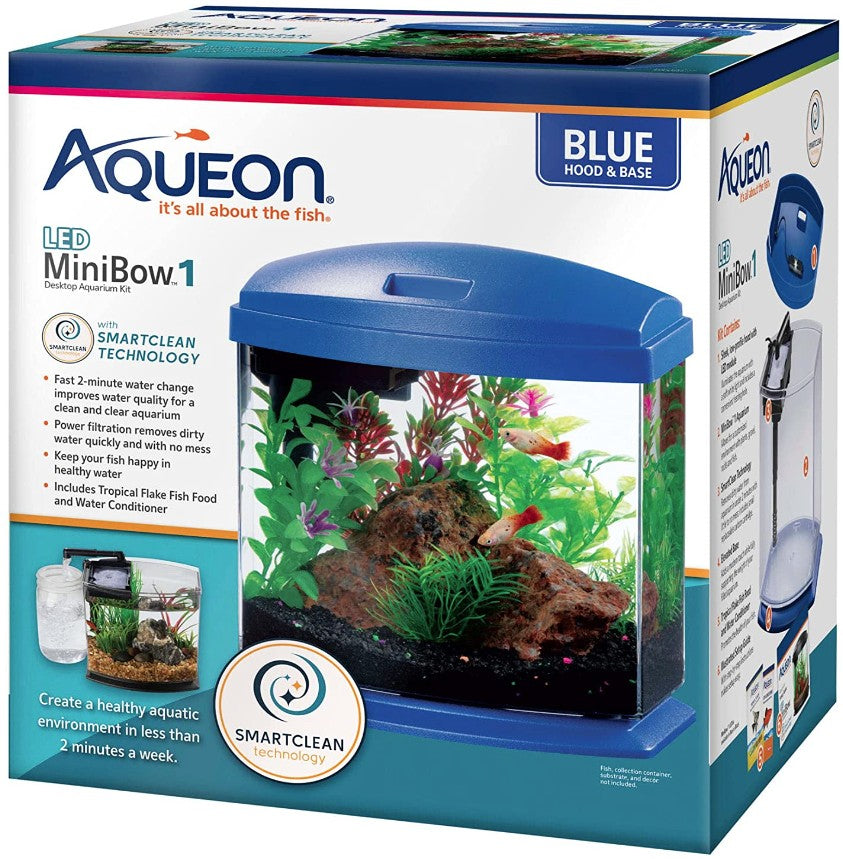 1 gallon Aqueon LED MiniBow 1 SmartClean Aquarium Kit Blue