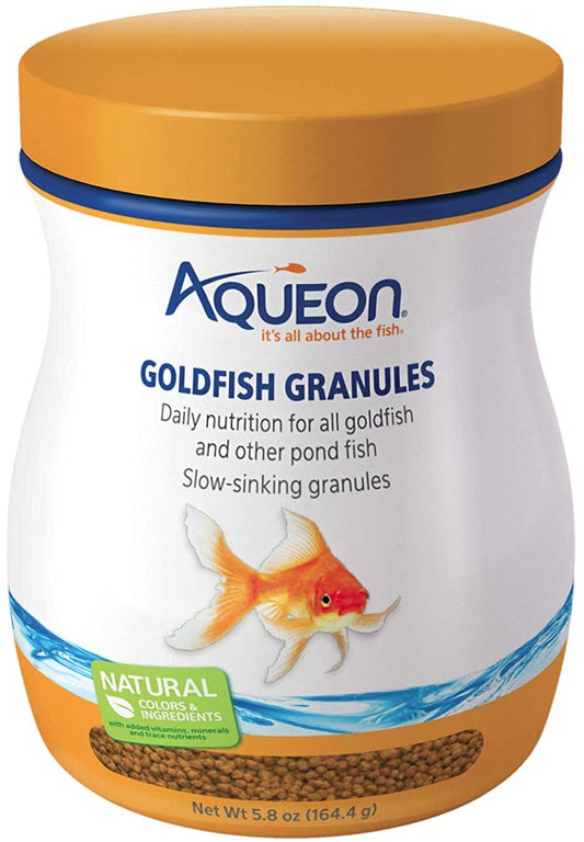 5.8 oz Aqueon Goldfish Granules Slow Sinking Fish Food Daily Nutrition for All Goldfish and Other Pond Fish