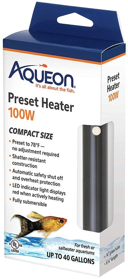 100 watt Aqueon Preset Heater for Aquariums Compact Size