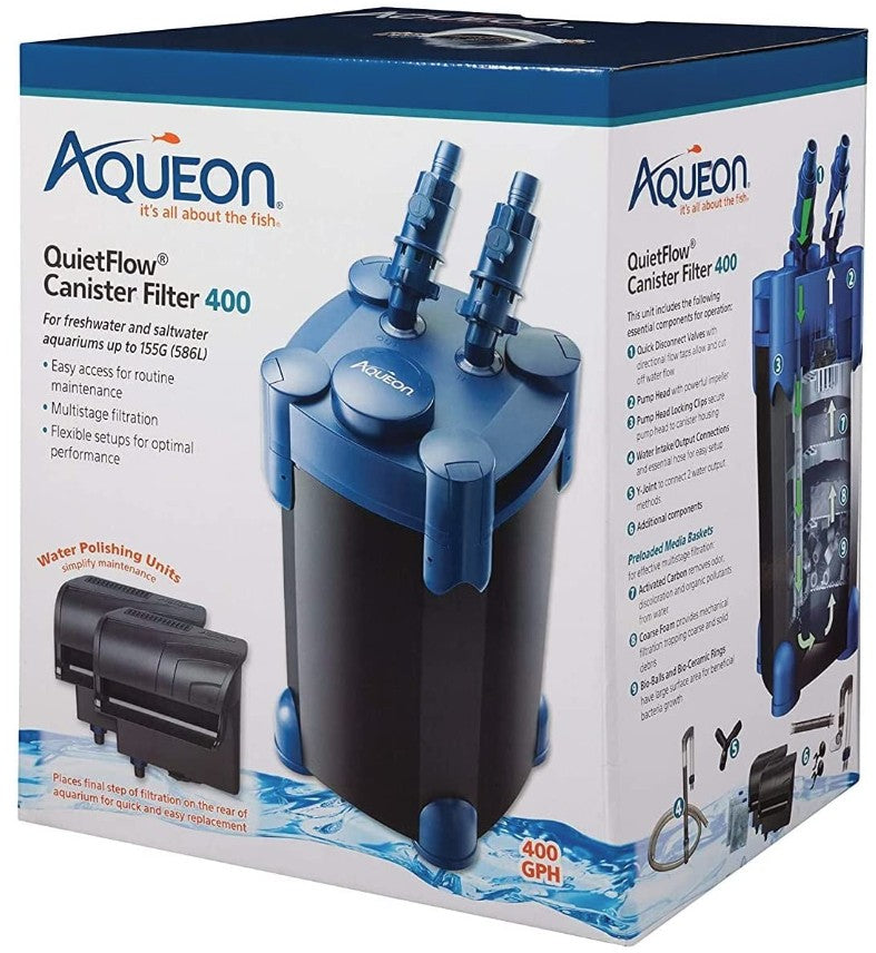 155 gallon Aqueon QuietFlow Canister Filter for Freshwater and Saltwater Aquariums