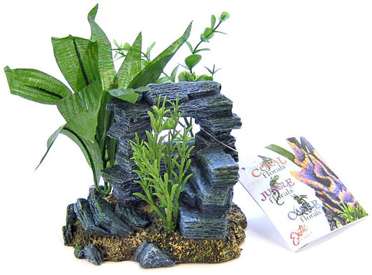 1 count Blue Ribbon Rock Arch with Plants Aquarium Ornament