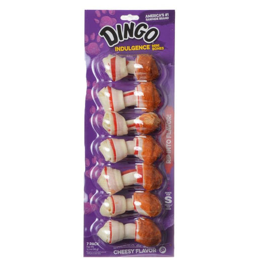 7 count Dingo Indulgence Rawhide Bones (No China Ingredients) Mini Cheese Flavor