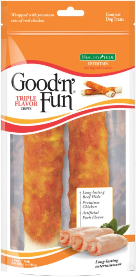 2 count Healthy Hide Good N Fun Triple Flavor Chicken and Beef Hide Rolls