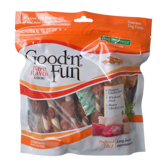 18 count Healthy Hide Good'n' Fun Triple Flavor Kabobs Chicken, Duck and Chicken Liver Dog Treats