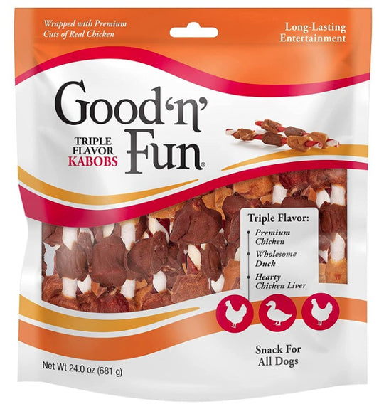 36 count Healthy Hide Good'n' Fun Triple Flavor Kabobs Chicken, Duck and Chicken Liver Dog Treats