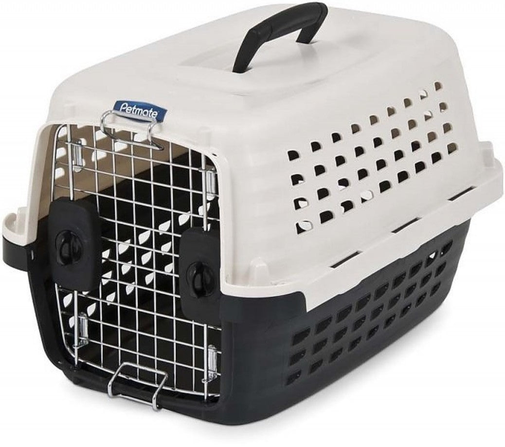 Small - 1 count Petmate Compass Kennel Metallic White and Black