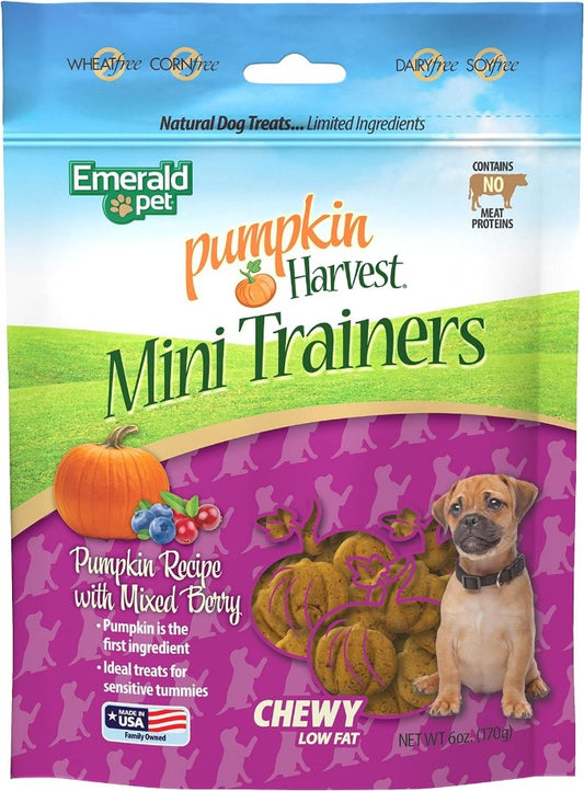 6 oz Emerald Pet Pumpkin Harvest Mini Trainers with Mixed Berries Chewy Dog Treats