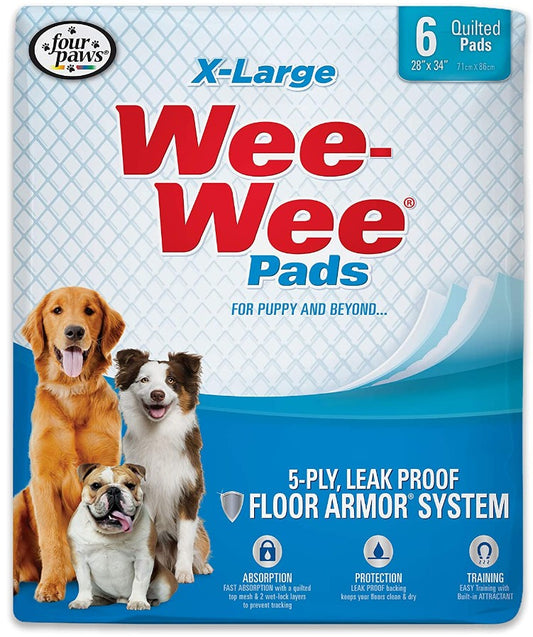 6 count Four Paws X-Large Wee Wee Pads for Dogs