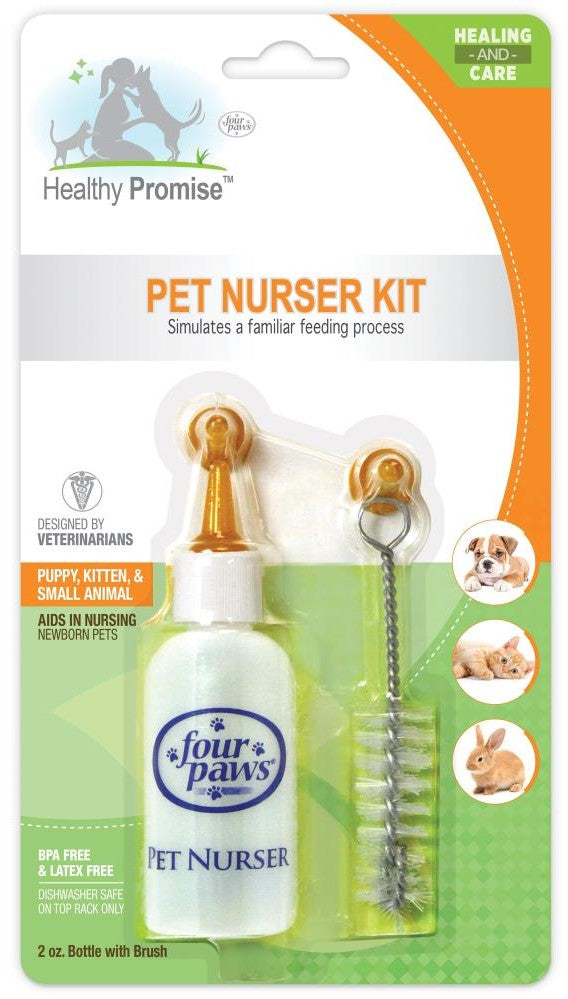 1 count Four Paws Healthy Promise Pet Nurser Bottle with Brush Kit