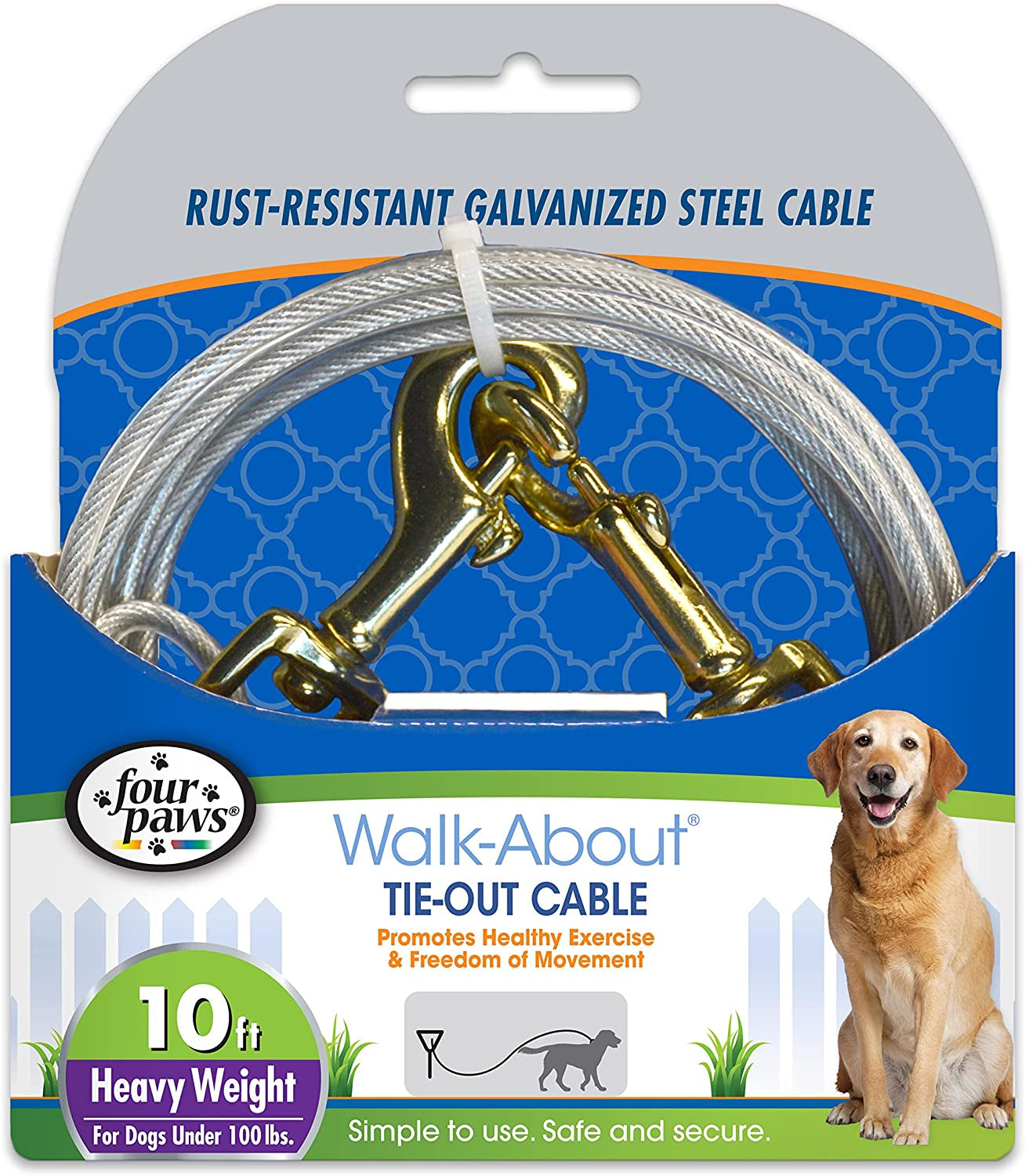 10' long - 1 count Four Paws Tie-Out Cable Heavy Weight