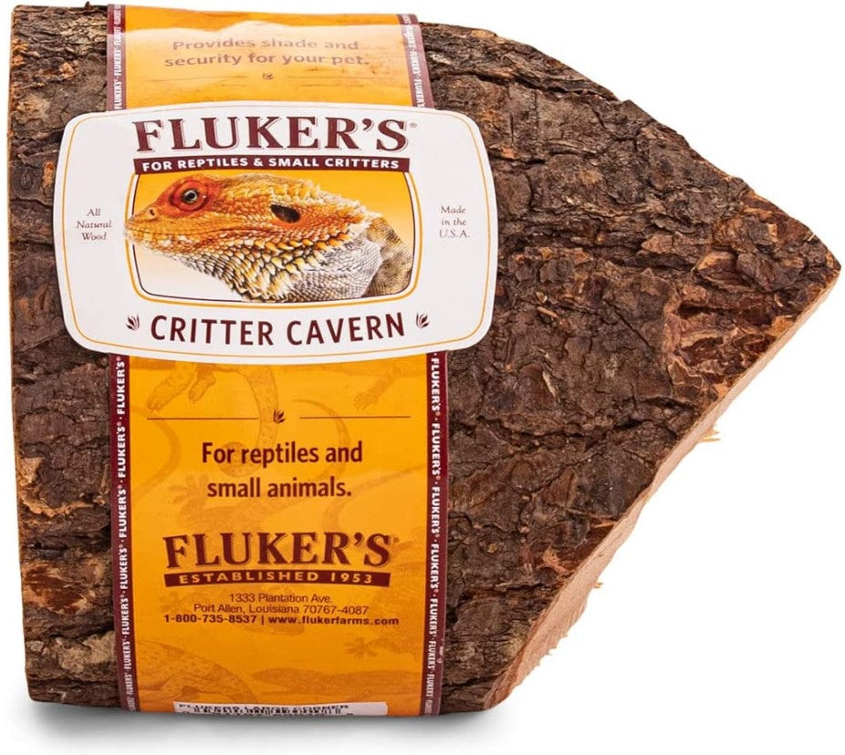 Large - 1 count Flukers Critter Cavern Corner Half-Log for Reptiles and Small Animals