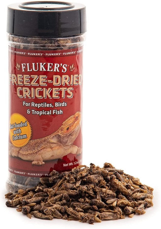 1.2 oz Flukers Freeze-Dried Crickets Gut Loaded with Calcium for Reptiles, Birds and Tropical Fish