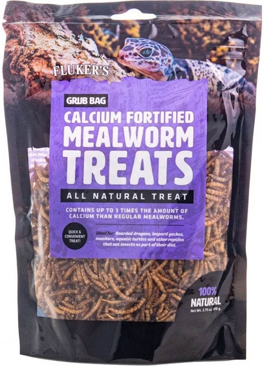 3.75 oz Flukers Grub Bag Calcium Fortified Mealworm Treats for Reptiles