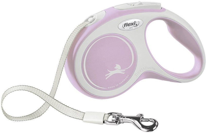 Small - 16' long Flexi Comfort Retractable Nylon Tape Dog Leash Pink