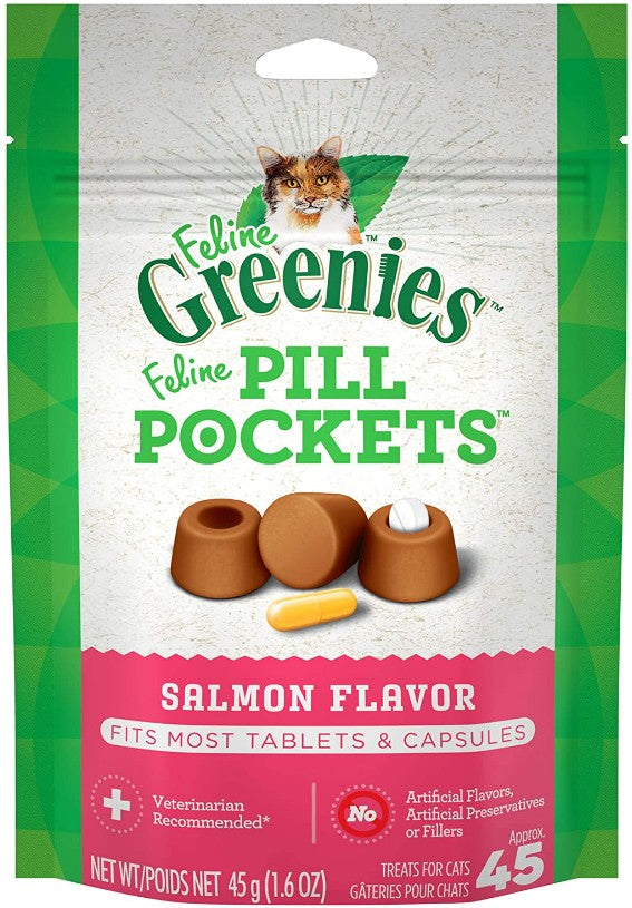 45 count Greenies Feline Pill Pockets Cat Treats Salmon Flavor