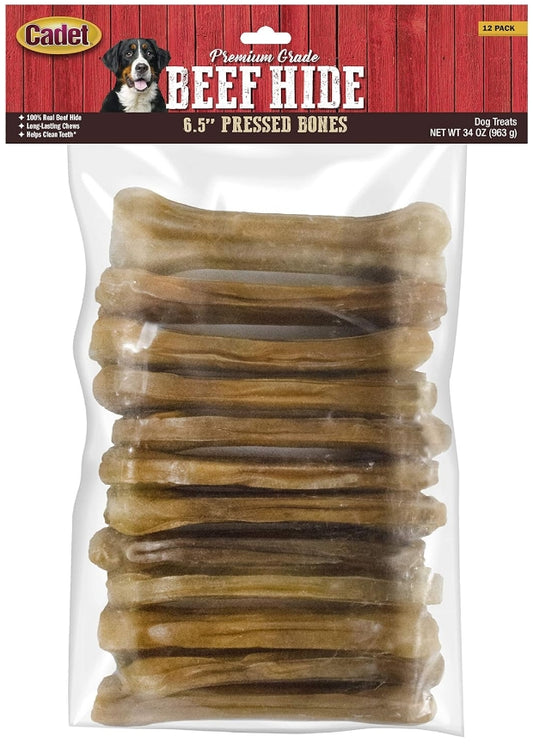 12 count Cadet Premium Grade Pressed Beef Hide Bone 6.5 Inch