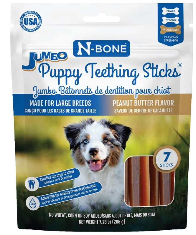 7 count N-Bone Jumbo Puppy Teething Sticks Peanut Butter Flavor