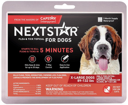 3 count NextStar Flea and Tick Topical Treatment for X Large Dogs 89-132 Pounds