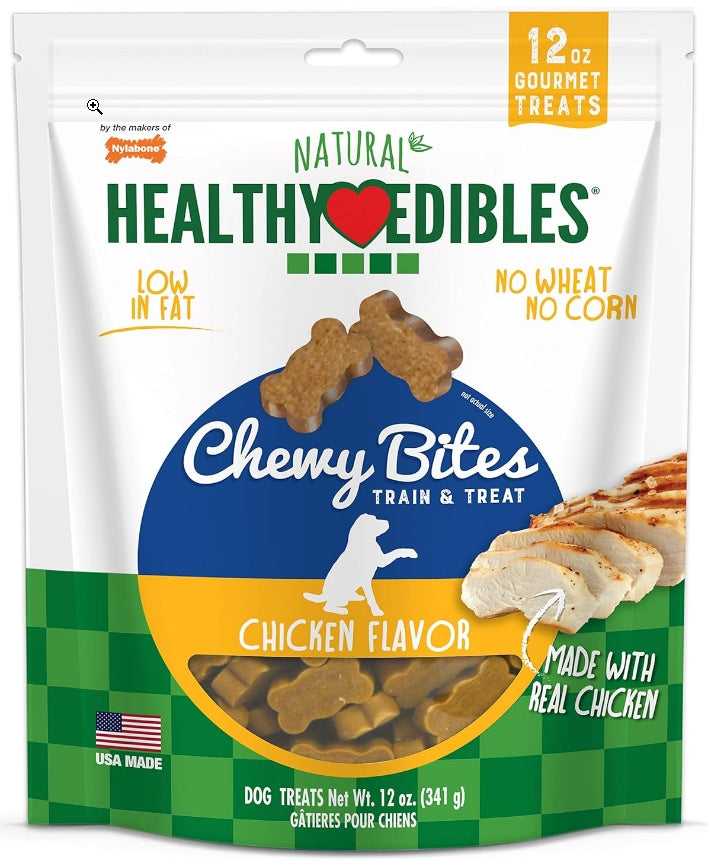 12 oz Nylabone Natural Healthy Edibles Chicken Chewy Bites Dog Treats